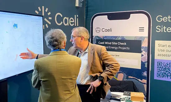 LAMMA Show 2026 Recap: What Matters Most to Landowners Caeli presenting wind project site assessment tools at LAMMA Show 2026.